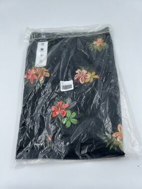 Hurley Phantom Black Floral Board Shorts with Red and Yellow Flowers